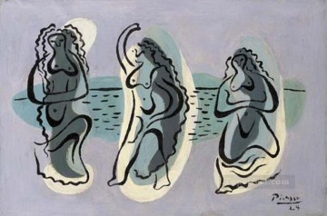 パブロ・ピカソ Painting - ビーチの端にいる 3 人の女性 1924年 パブロ・ピカソ